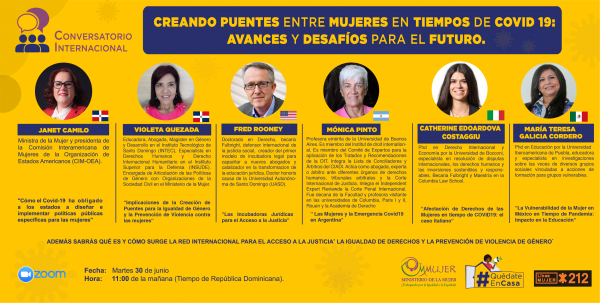 Te invitamos al  “Conversatorio Internacional Creando Puentes entre Mujeres en Tiempo de Covid-19: Avances y Desafíos para el Futuro”